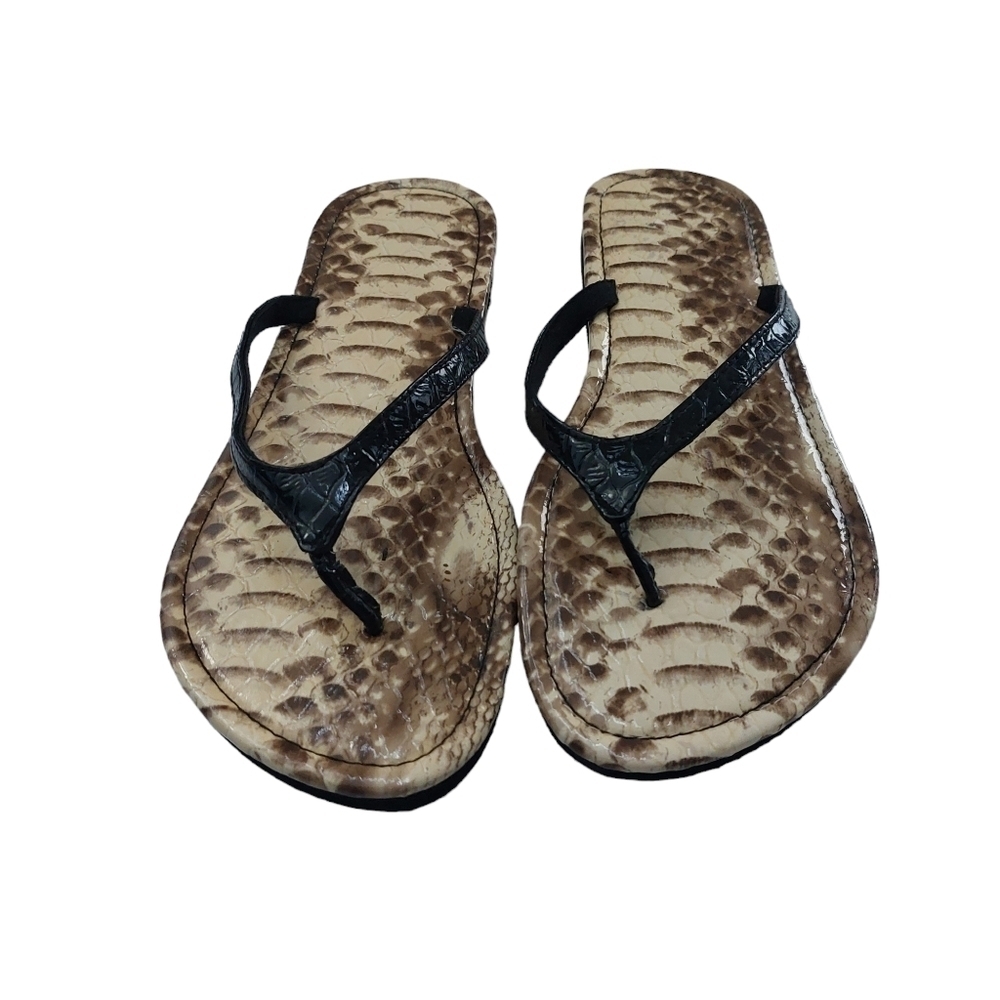 Ladies Strappy Animal Print Flip Flops- XL